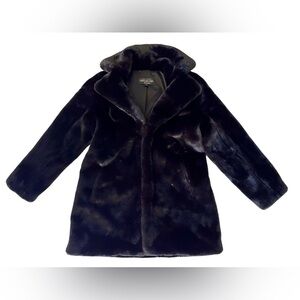 Donna Salyers Fabulous Furs Luxury Black Faux Fur Le Mink Jacket Size Medium